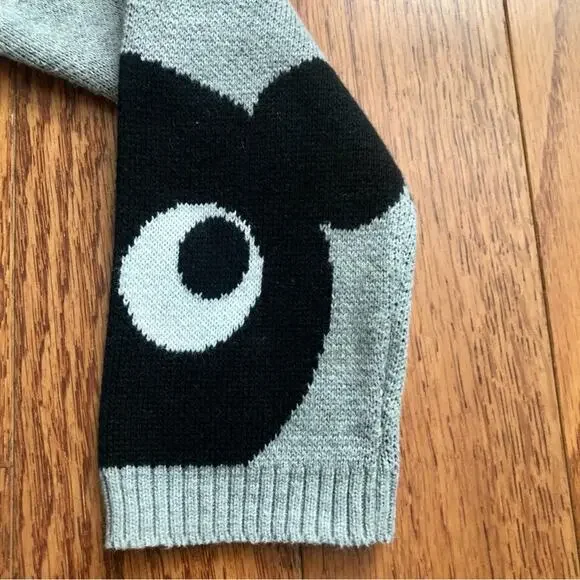 Huxbaby Jumper Grey Marle Black Panda Print Crewneck Knot Sweater Boy’s Size 5 - Picture 5 of 9